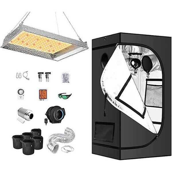 Ipower Grow Tent Kit AL600W Full Spectrum LED Plant Light Lamp Indoor Hydroponics 24"x24"x48" GLKITXXS5AL600CCMPT11